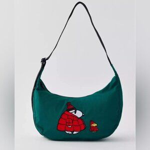 NWT Baggu X Peanuts ~ Snoopy & Woodstock ~ Embroidered Nylon Crescent Bag ~